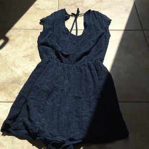 Blue lace romper